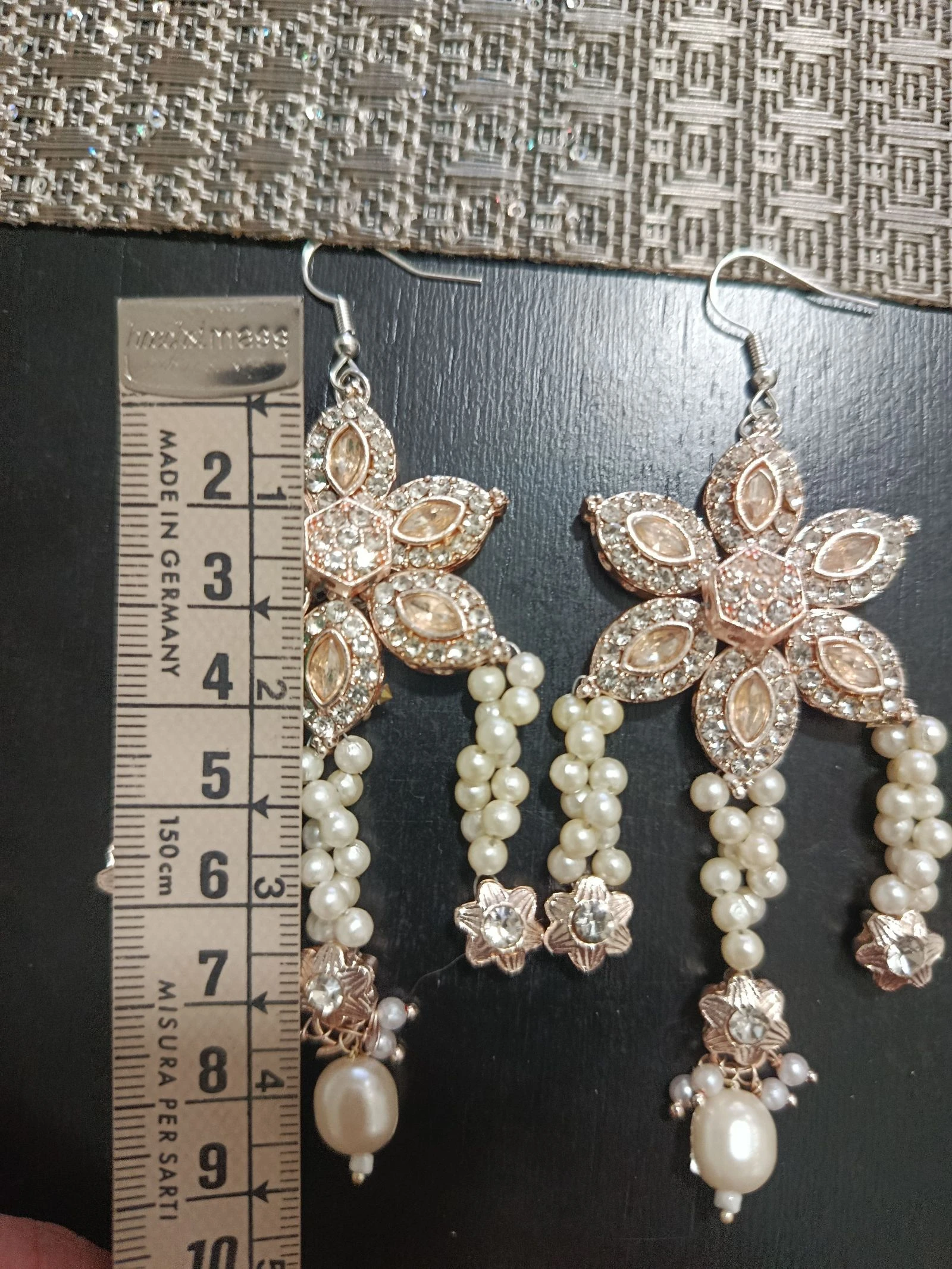 Brincos de flor largos brilhantes com pedras novas e elegantes – photo 2